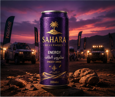 SAHARA Energy can at a night rally scene